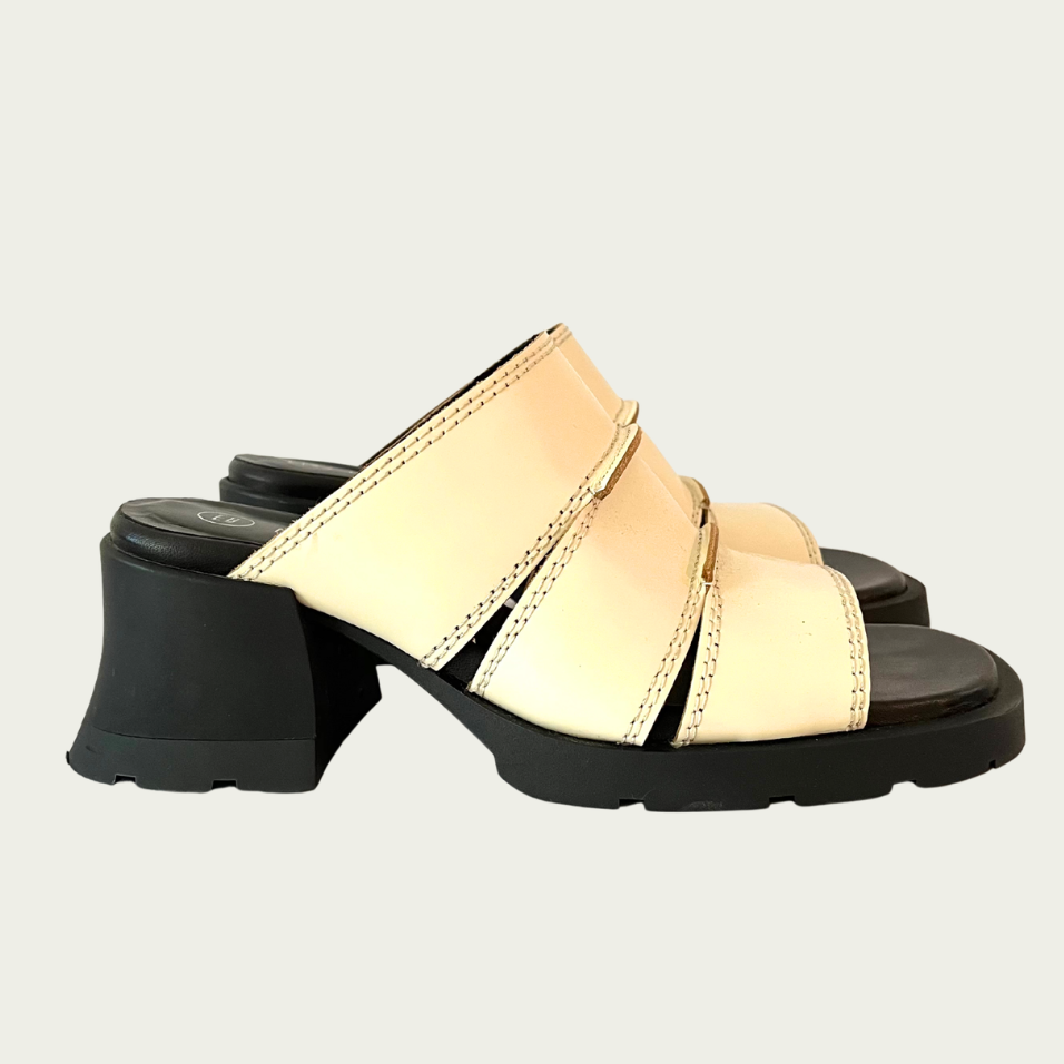 Miista E8 JADZIA Leather Block Heel Mules Size 37.