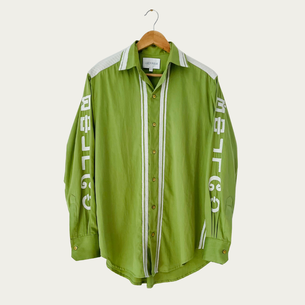 Lucy Folk MANTRA Archive Shirt in Wasabi Green Size M/L.