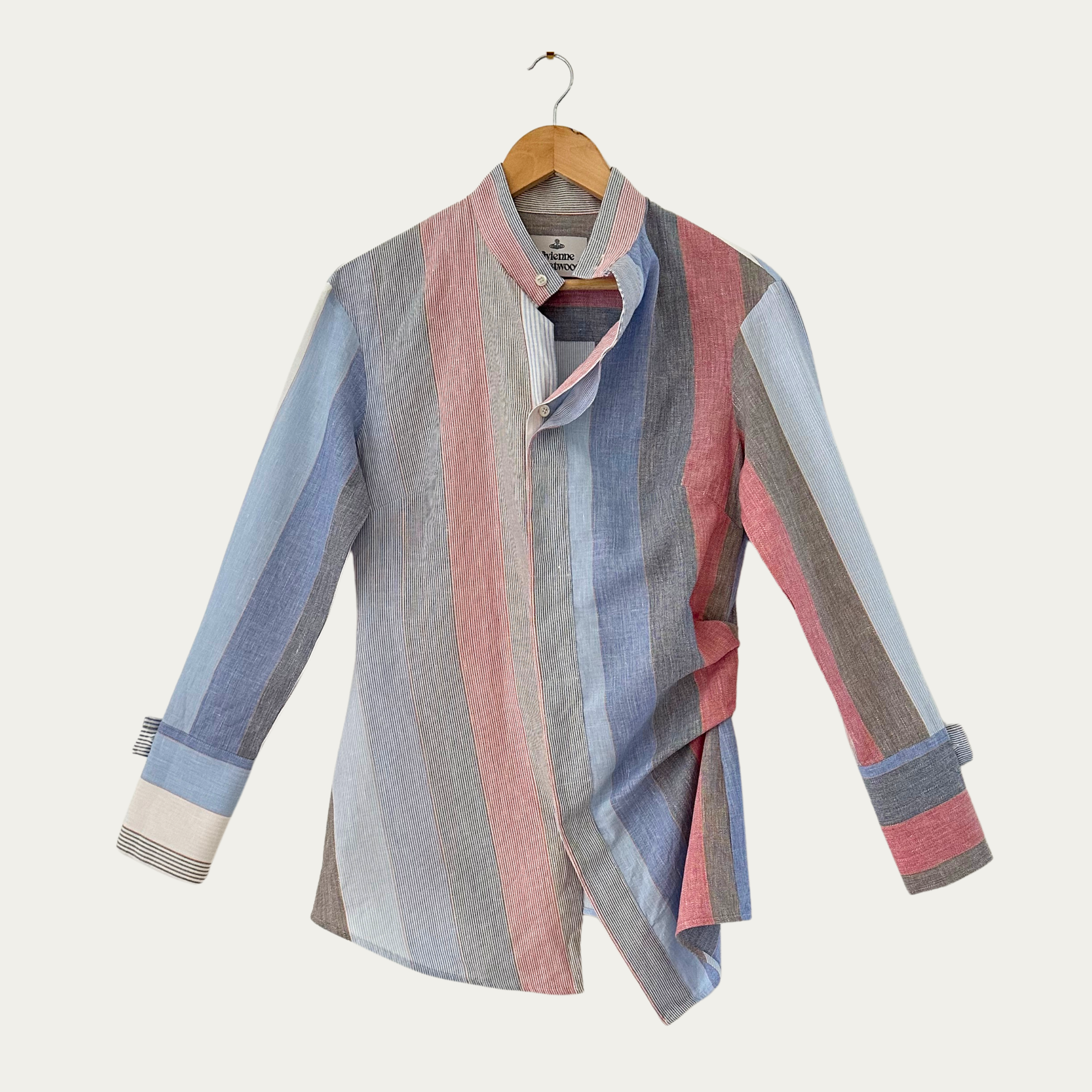 Vivienne Westwood Anglomania Asymmetrical Striped Shirt in Multicolour Size IT38/XS.