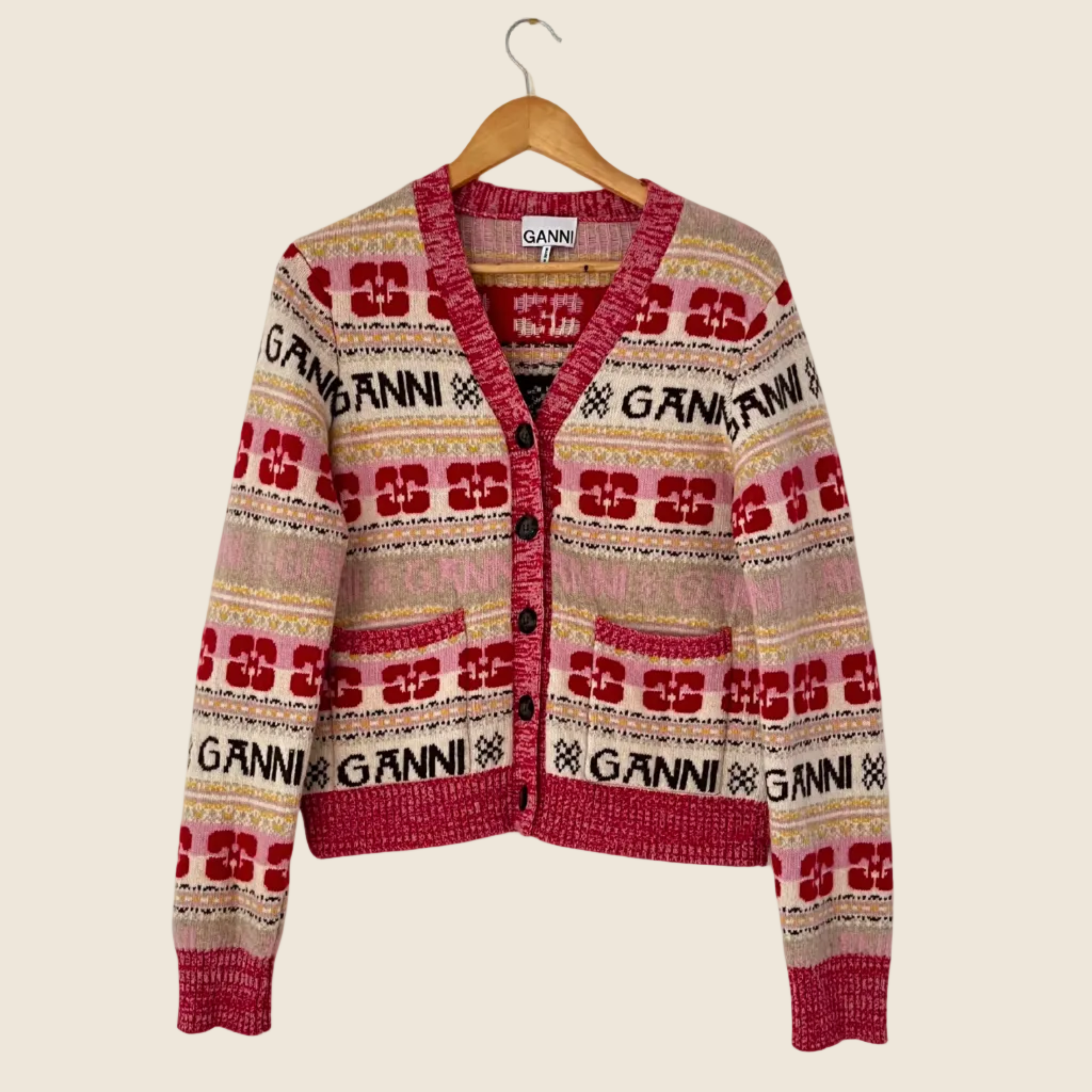 Ganni Wool Blend Cardigan Size S.