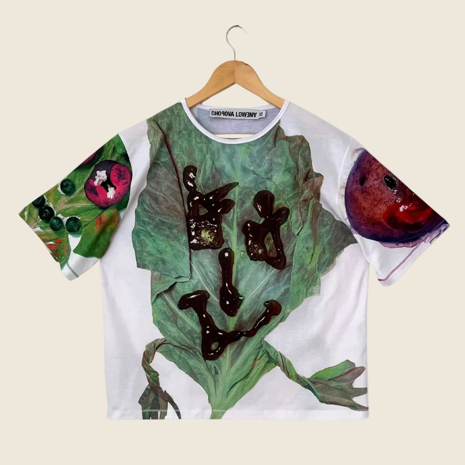 Chorpova Lowena WHITE SALAD SPIN T-shirt Size XS.