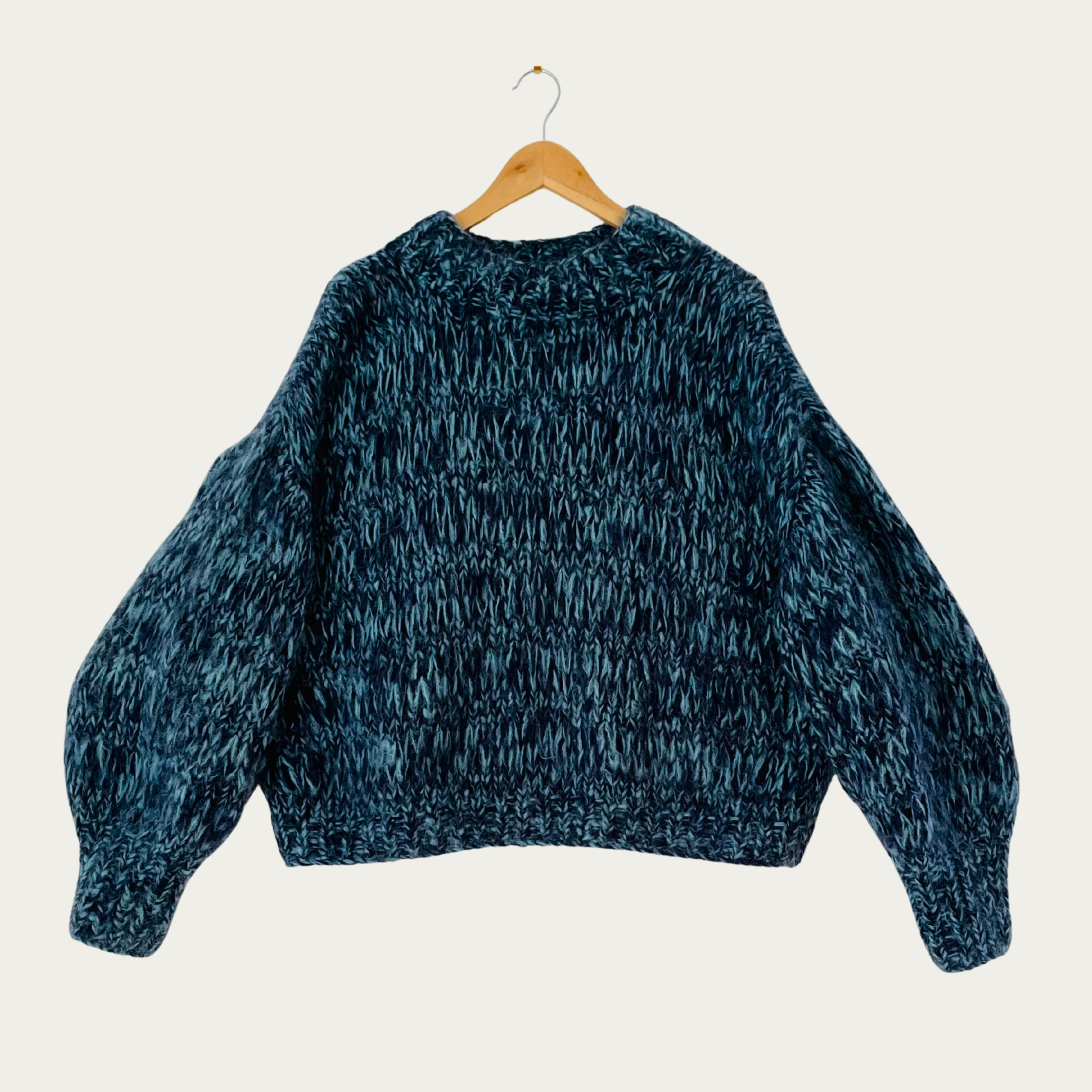 Frisson Knits ISABEL Jumper in Blue Multi One Size.