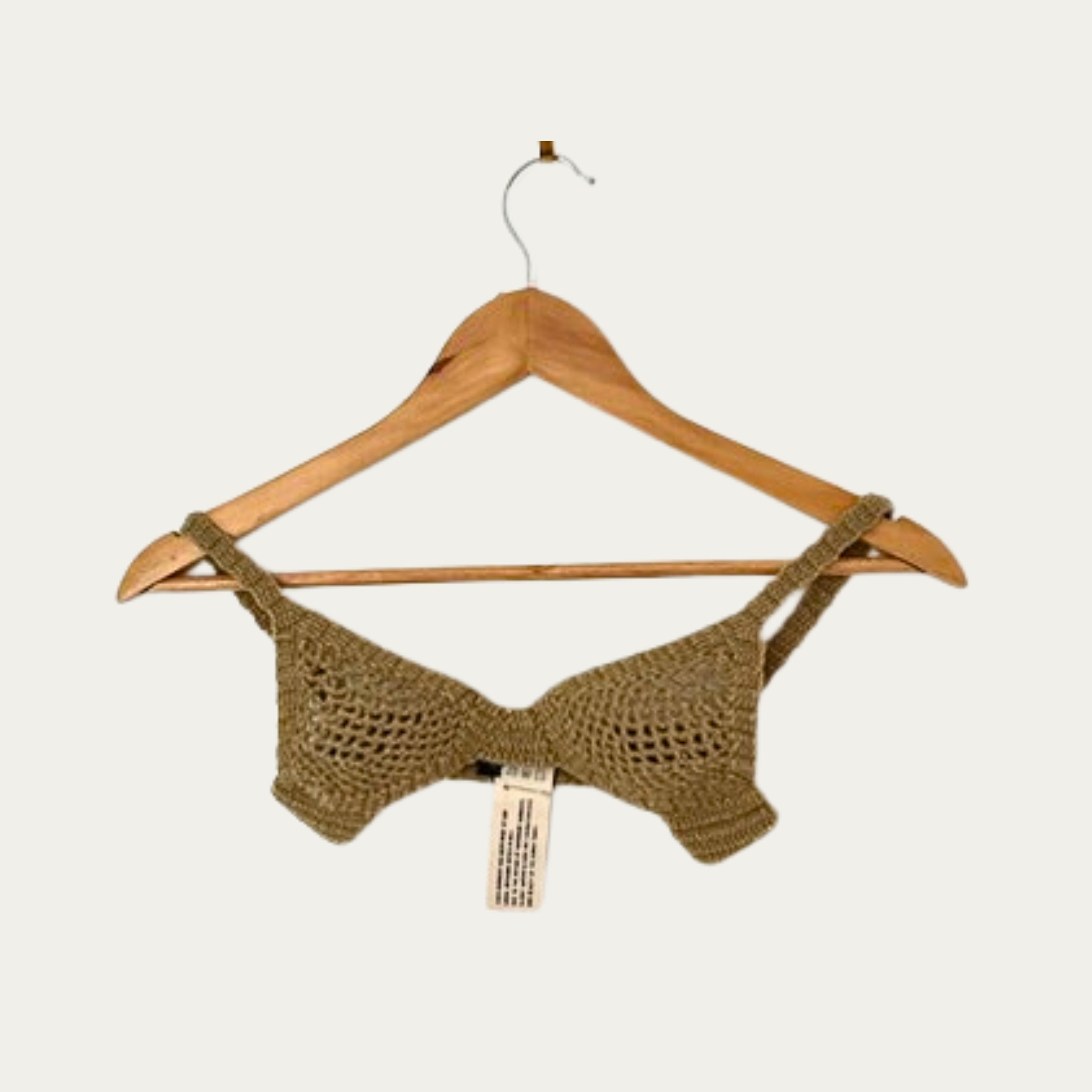 Isa Boulder EXPLORE crochet-knit bra in Beige.