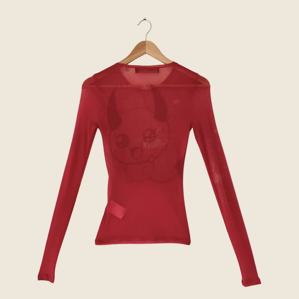 Our Legacy RED LIGHT HYPNOSIS Long Sleeve Top Size 32.