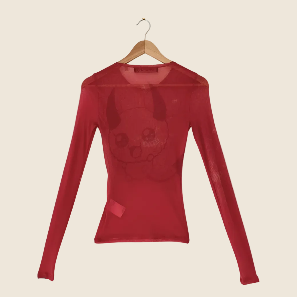 Our Legacy RED LIGHT HYPNOSIS Long Sleeve Top Size 32.