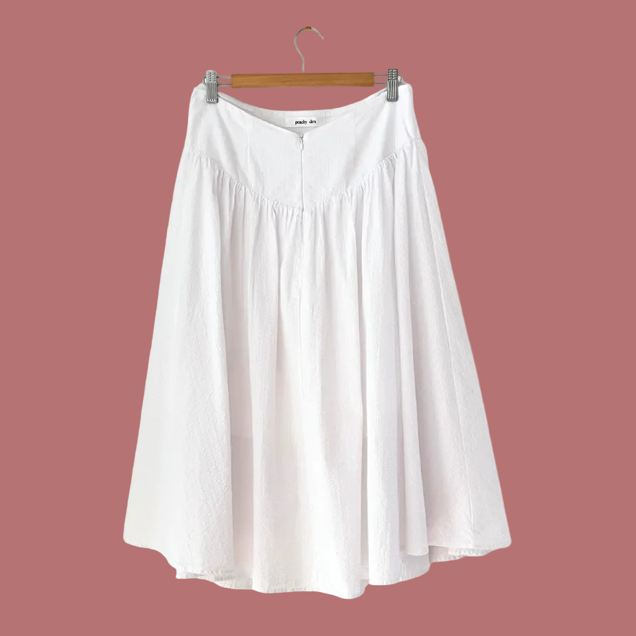 Peachy Den DEBA Seersucker Midi Skirt Size M.