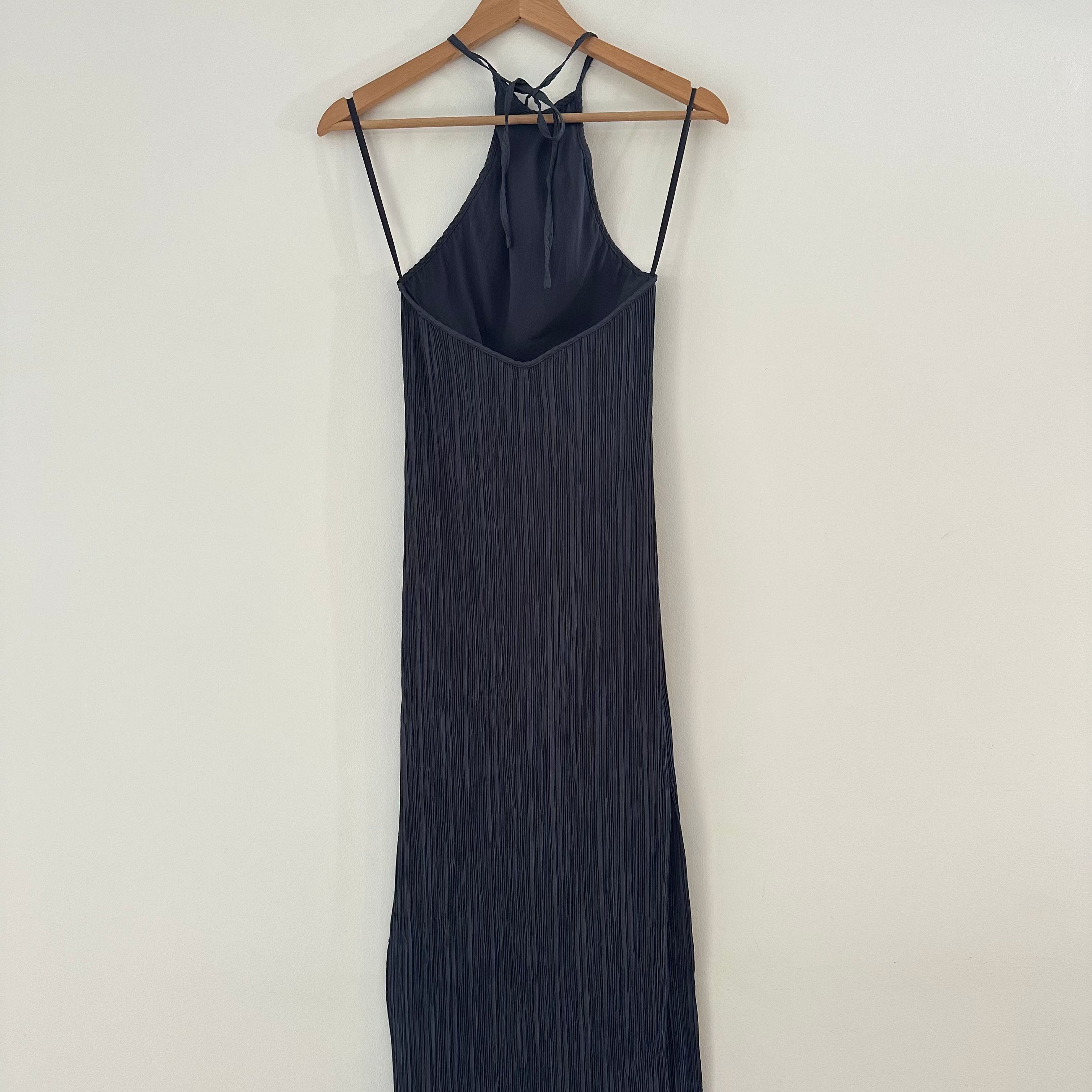 St Agni BNWT Pleated Halter Dress in Charcoal.