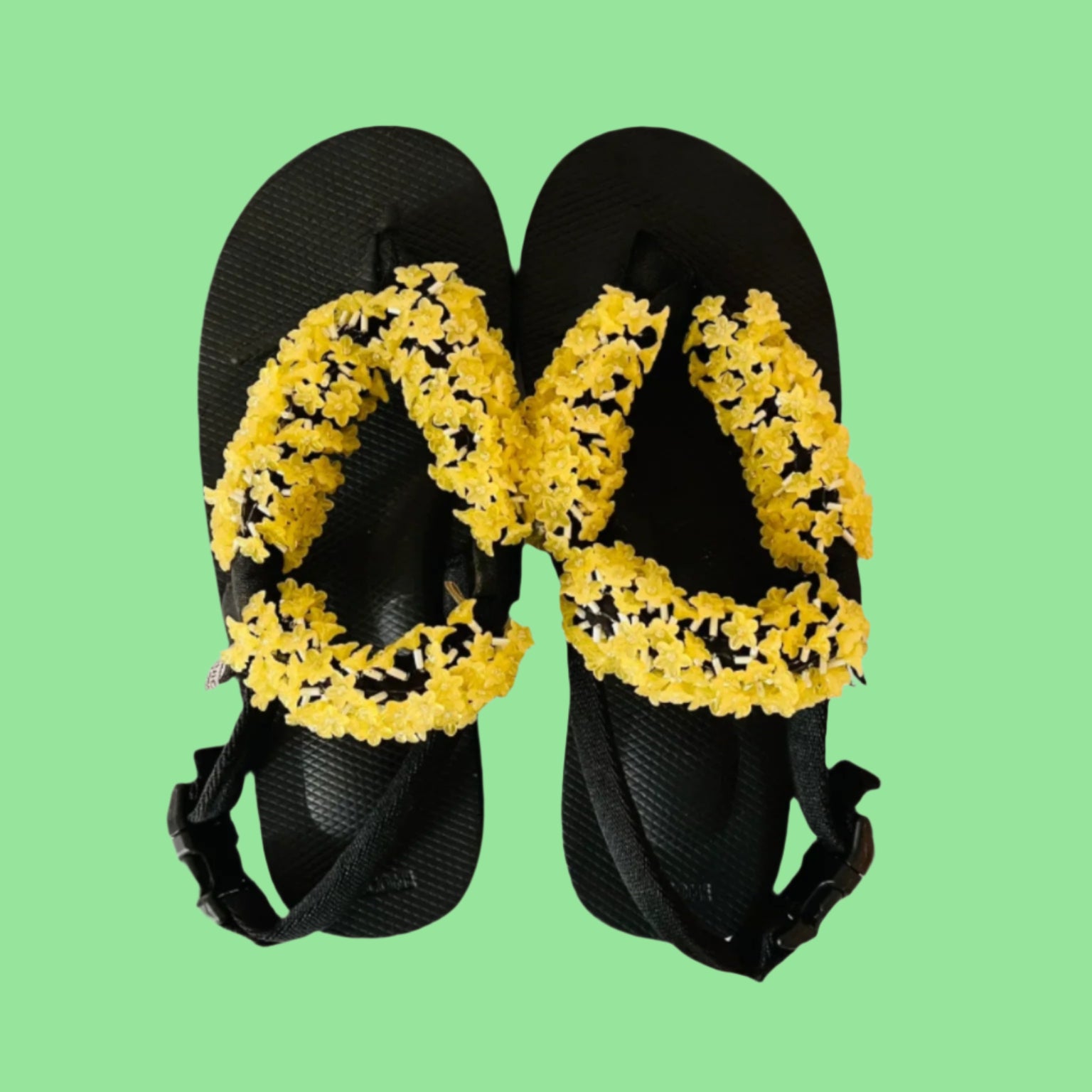 Cecile Behansen x Suicoke KAT Sandals in Black/Yellow.