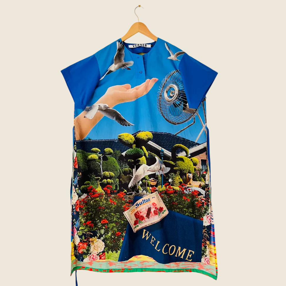 Verner HOUSE IN SUNSHINE Dress in Blue Size S.