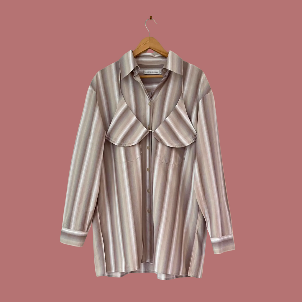 Christopher Esber DELPHINE Shirt in Striped Cloud Size AU10.