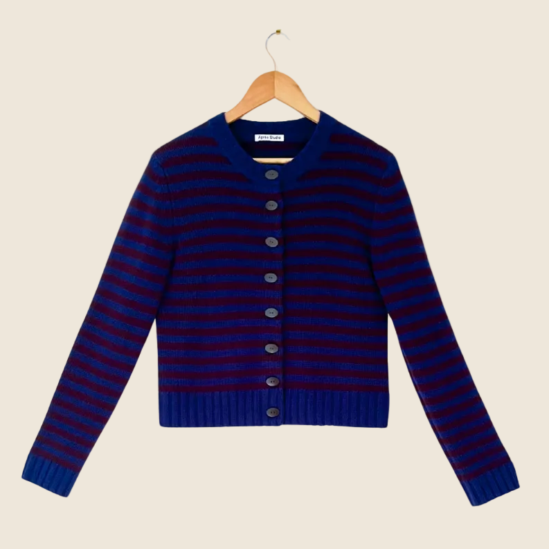 Apres Studios Wool Striped Knit Cardigan Size M/L.