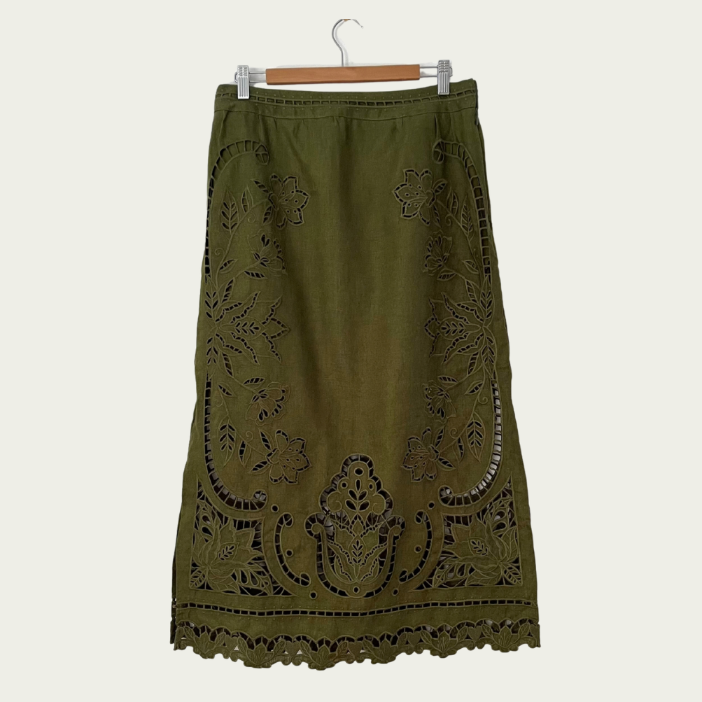 Farm Rio MAJESTIC GARDEN Midi Skirt Size M.