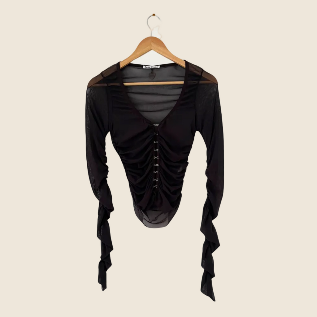 ACNE Studios ELORAN Mesh Blouse in Anthracite grey Size XS.