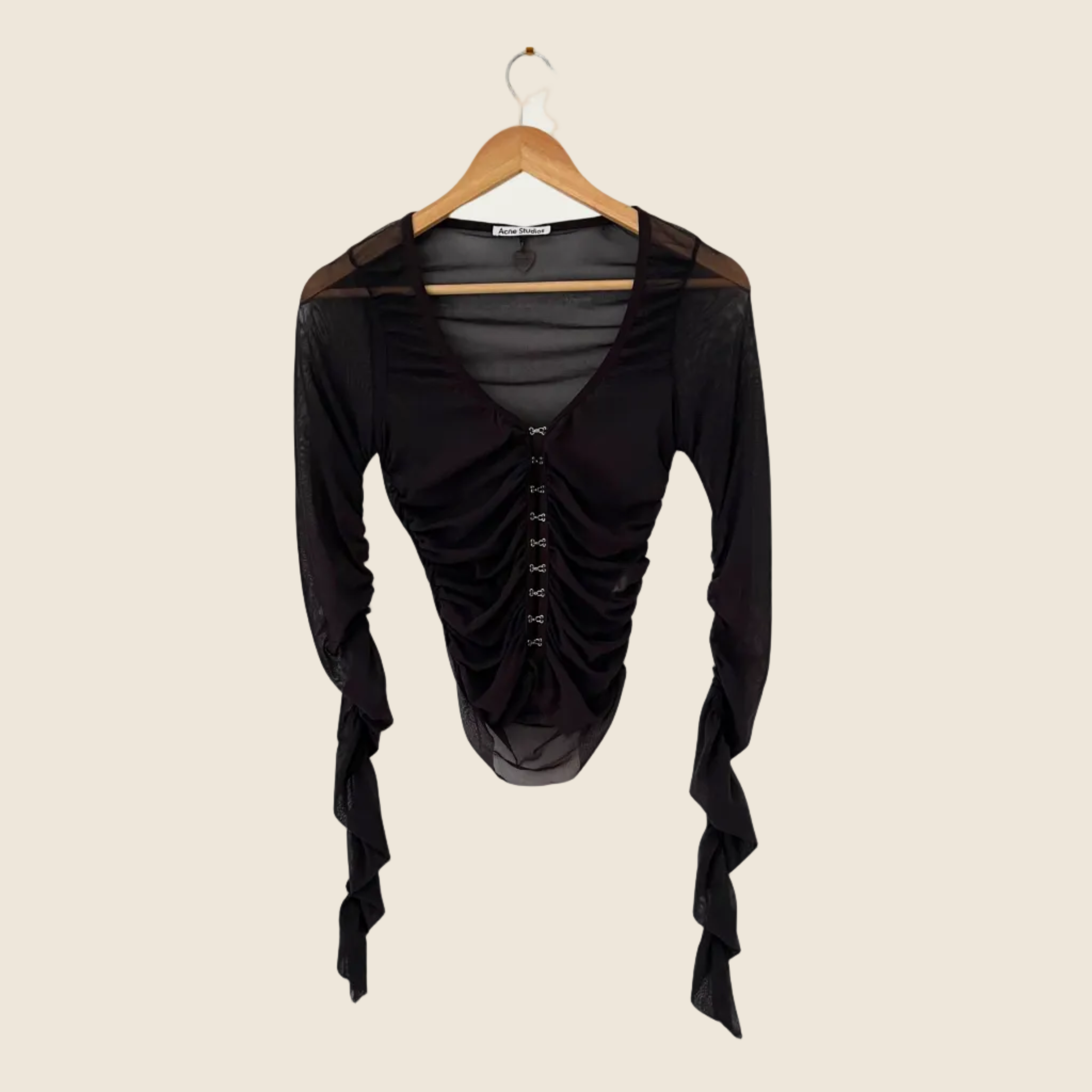 ACNE Studios ELORAN Mesh Blouse in Anthracite grey Size XS.