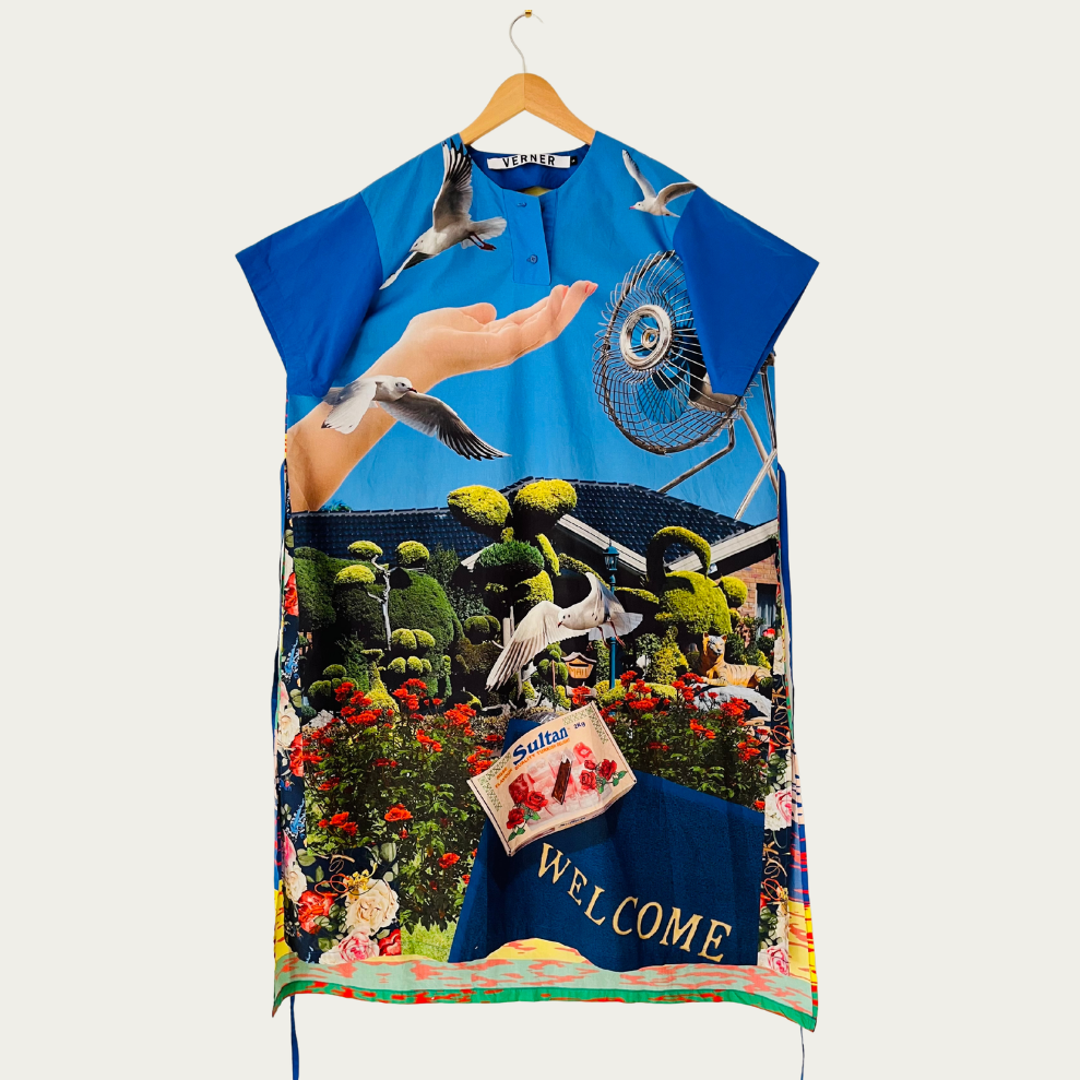 Verner HOUSE IN SUNSHINE Dress in Blue Size S.
