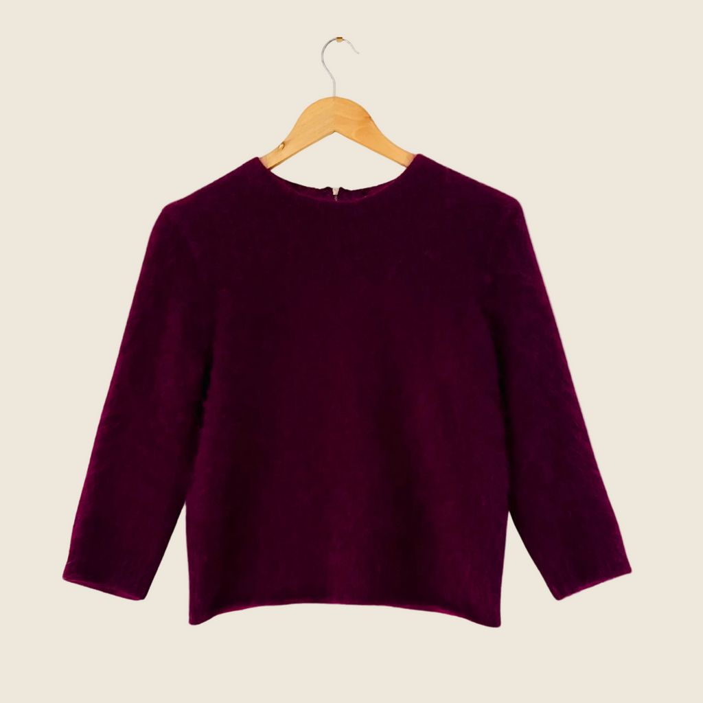 Carven Angora Sweater Top in Wine Size M.