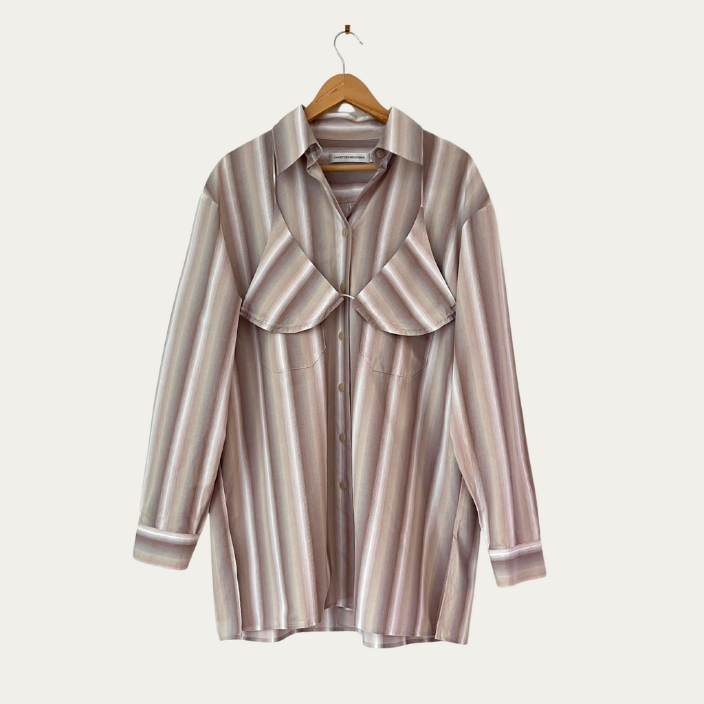 Christopher Esber DELPHINE Shirt in Striped Cloud Size AU10.