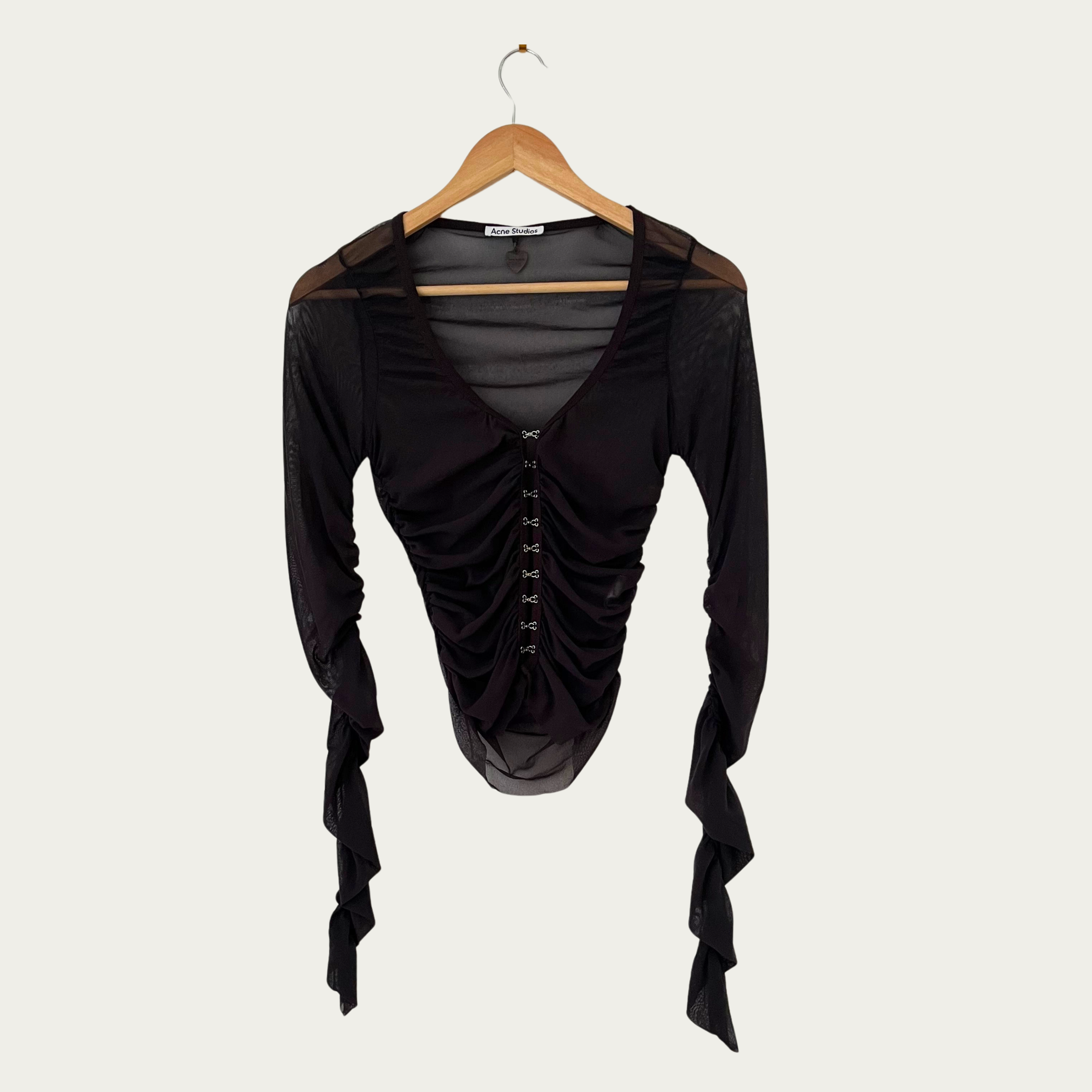 ACNE Studios ELORAN Mesh Blouse in Anthracite grey Size XS.