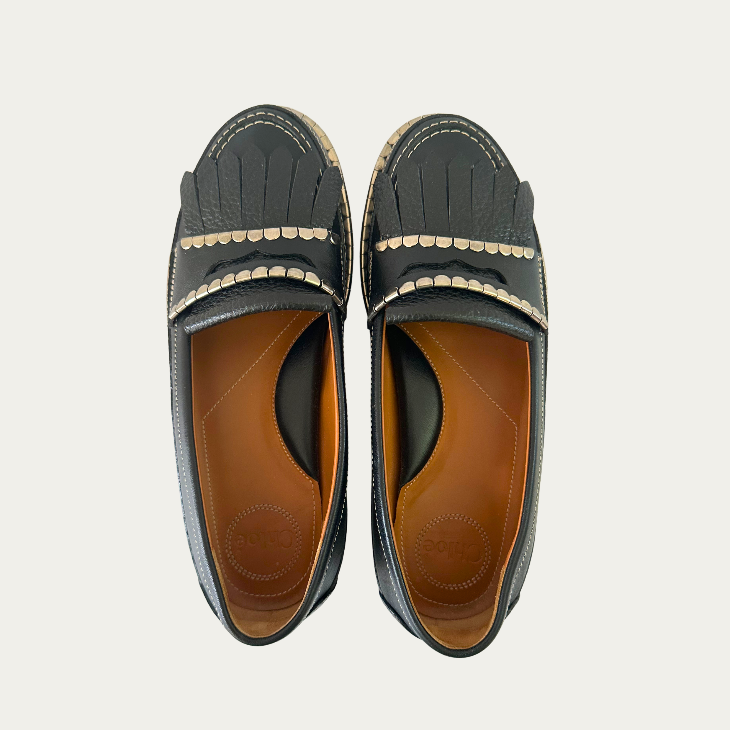 Chloé Black Idol Metallic Coin Loafers Size 38/UK5/US7.5.