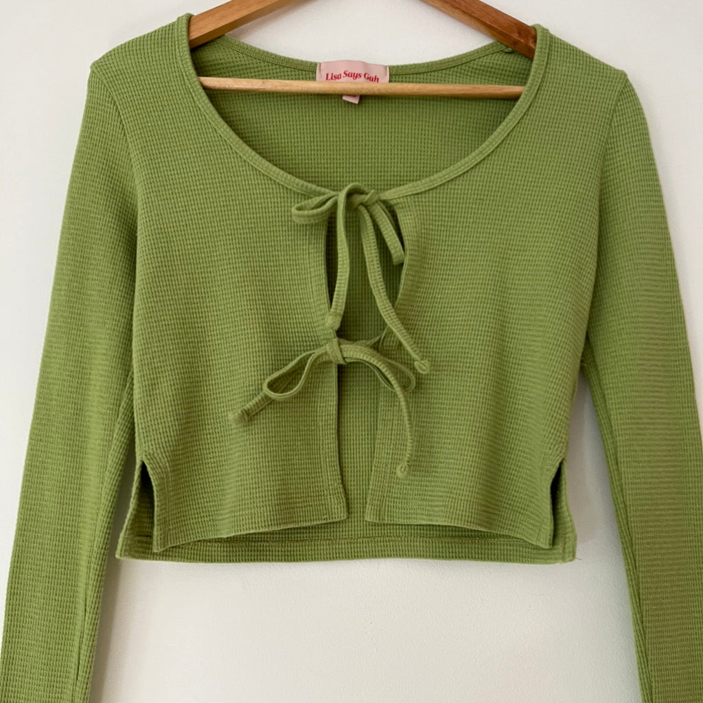 Lisa Says Gah MIA Long Sleeve Crop Top in Green.