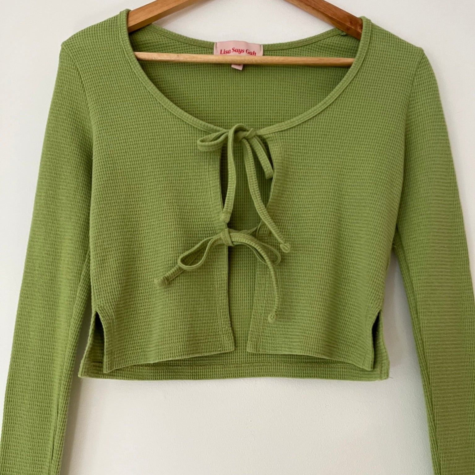 Lisa Says Gah MIA Long Sleeve Crop Top in Green.