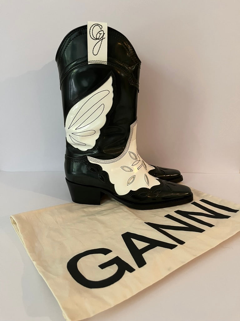 Ganni HIGH TEXAS Boots in Egret.