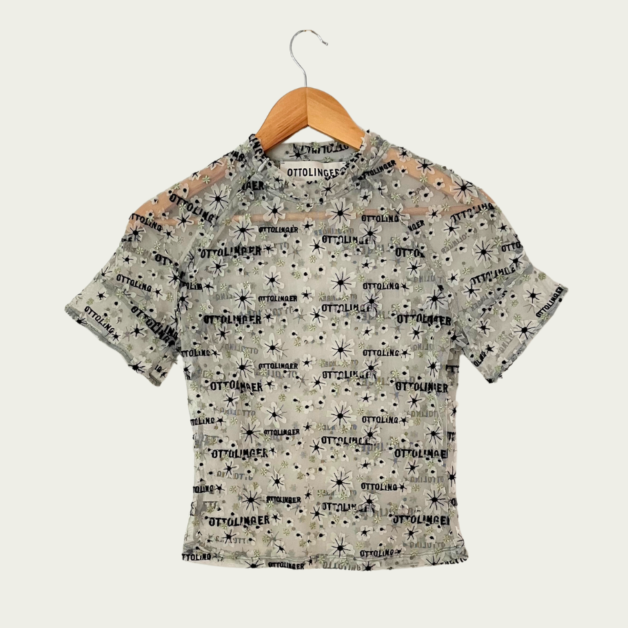 Ottolinger Mesh Tee in 3D Daisy Size M.