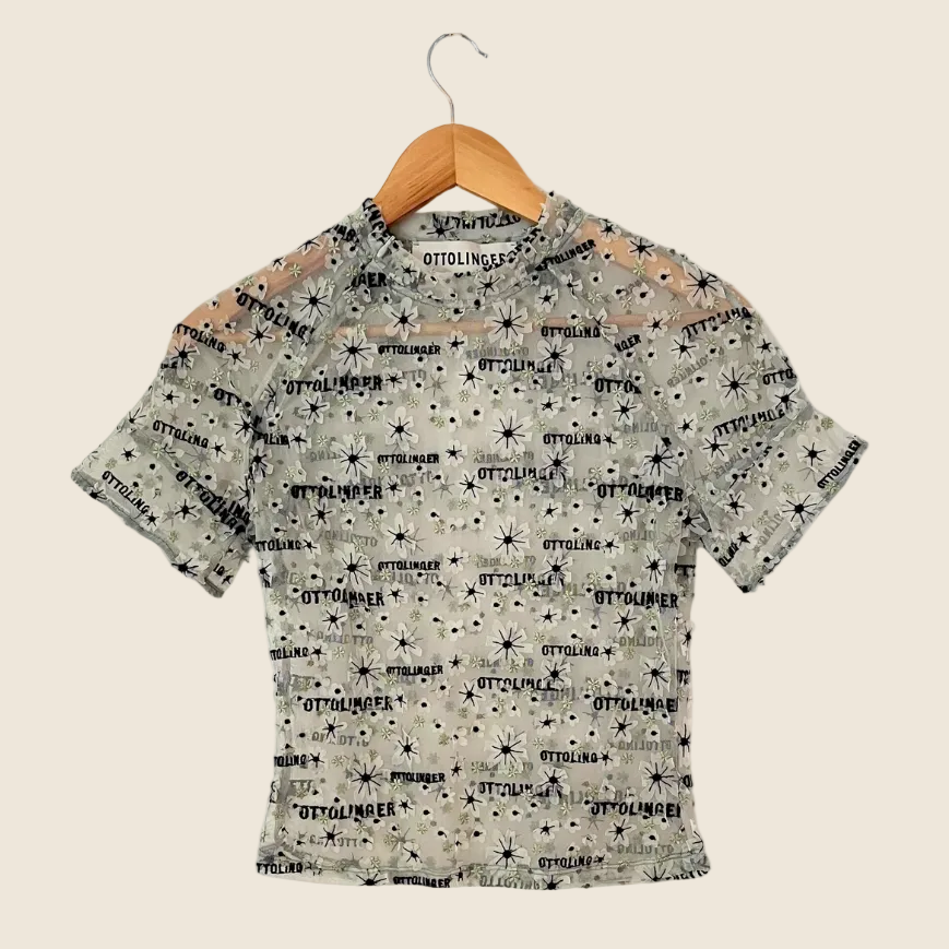 Ottolinger Mesh Tee in 3D Daisy Size M.