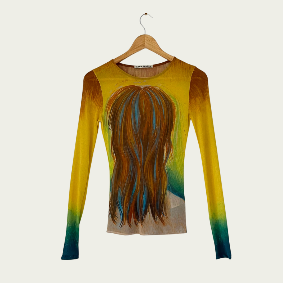 Acne Studios TACITA Portrait Mesh Graphic Top Size XXS.