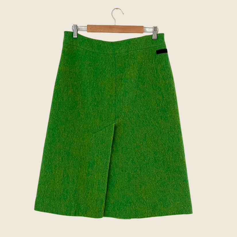 Ganni Pure Wool Skirt in Flash Green Size 44/L.