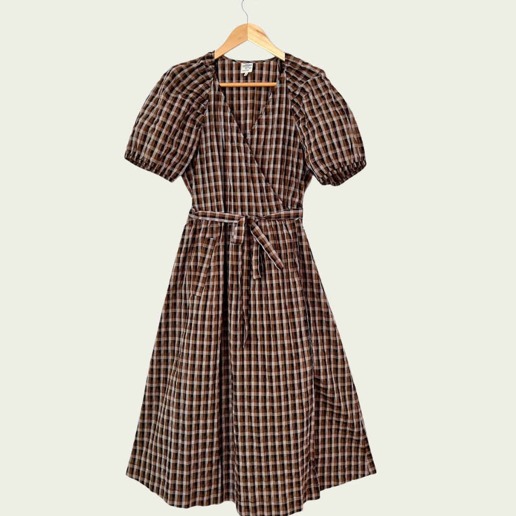 Baum Und Pfertgarten ADALAINE Puff Sleeve Dress in Tobacco Size 40/AU12-14.