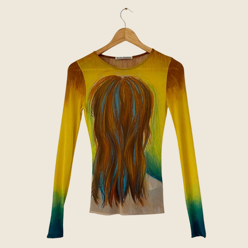 Acne Studios TACITA Portrait Mesh Graphic Top Size XXS.