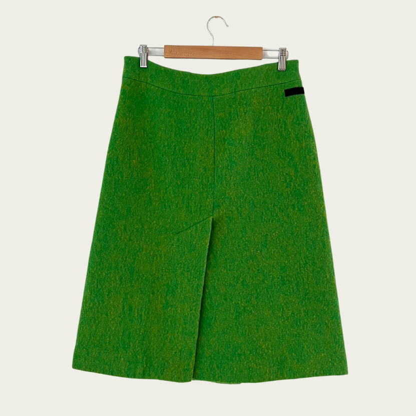 Ganni Pure Wool Skirt in Flash Green Size 44/L.