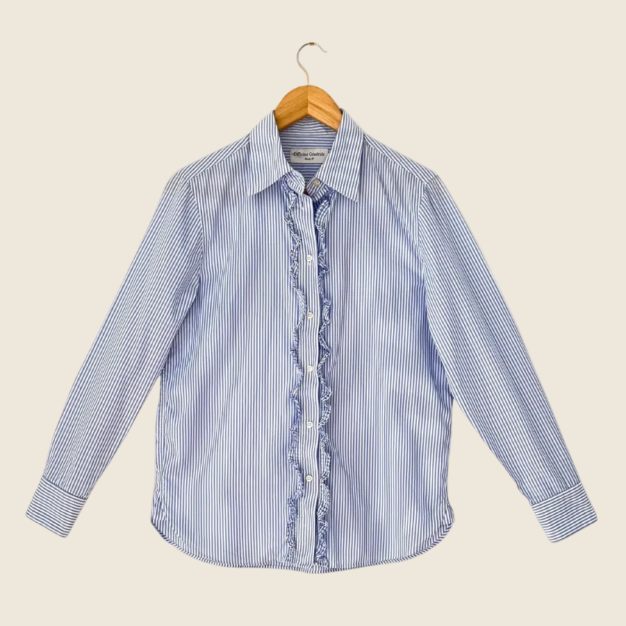 Officine Générale Ruffle Stripe Blouse Size M.