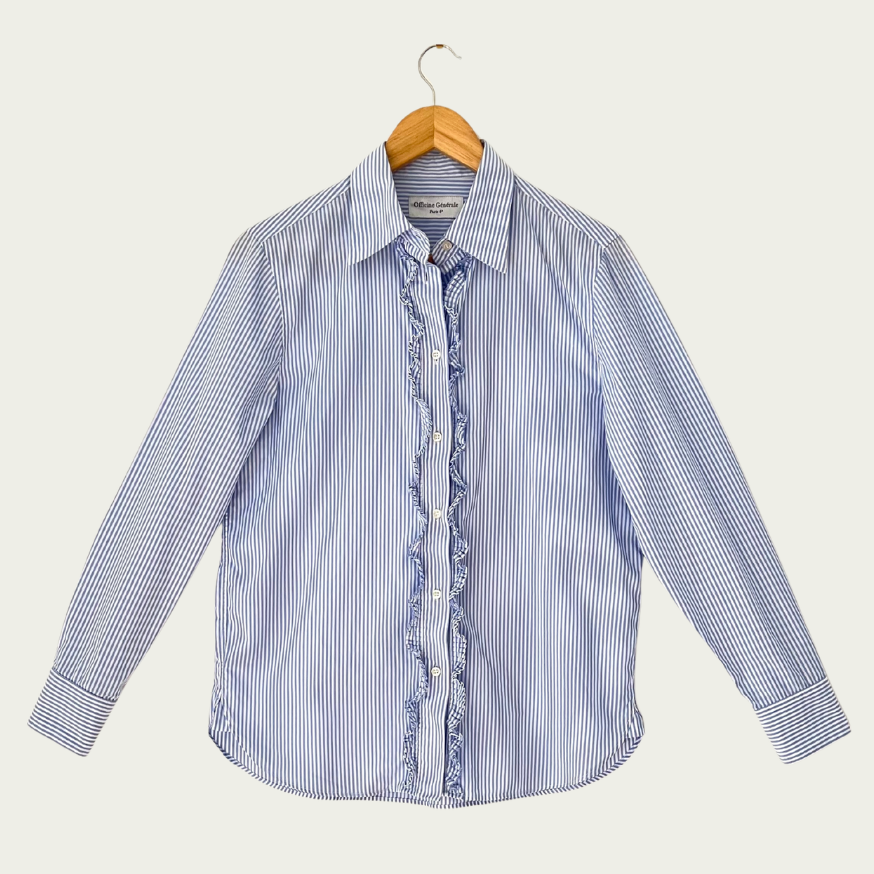 Officine Générale Ruffle Stripe Blouse Size M.