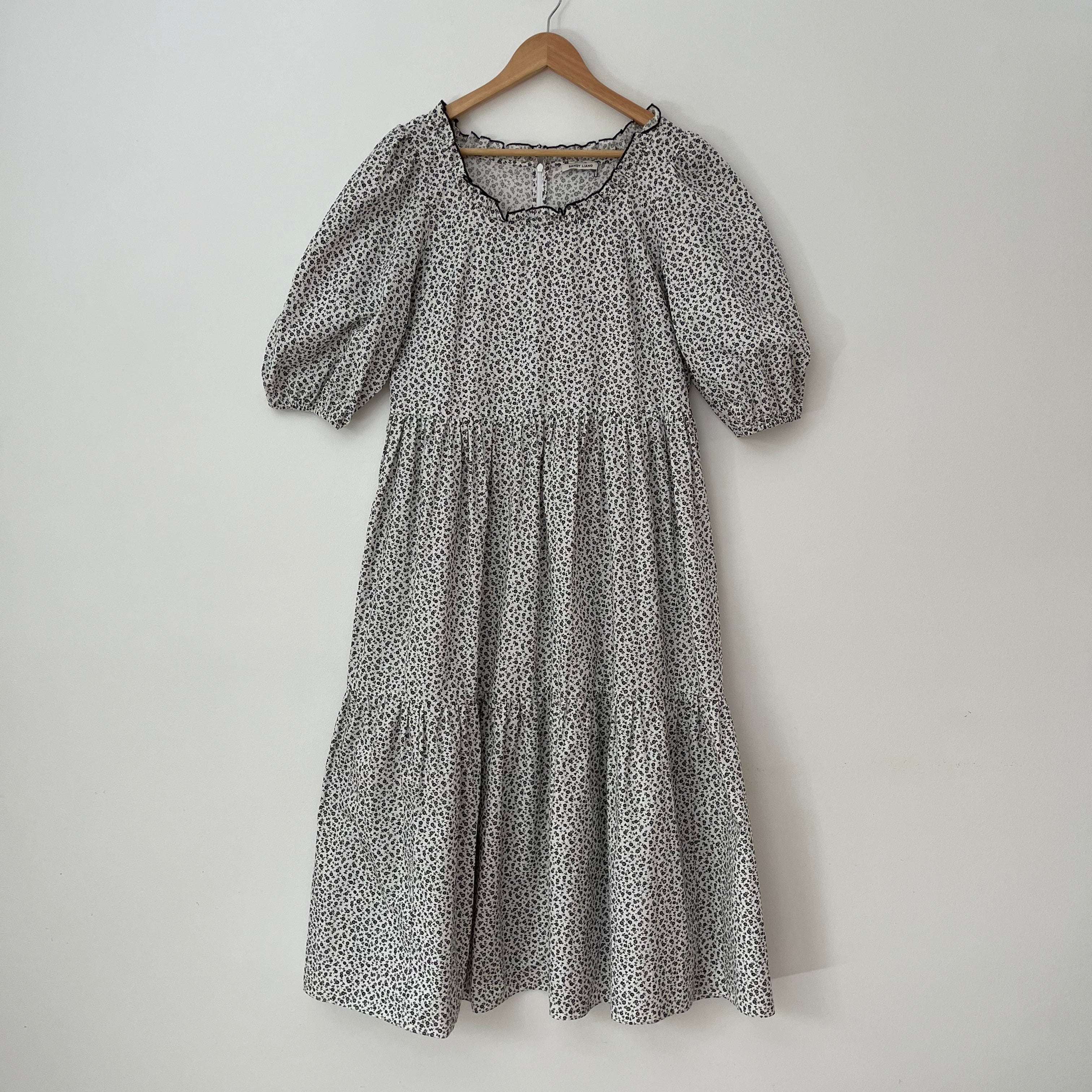 Sandy Liang SEEDS Midi Dress in Floral White.