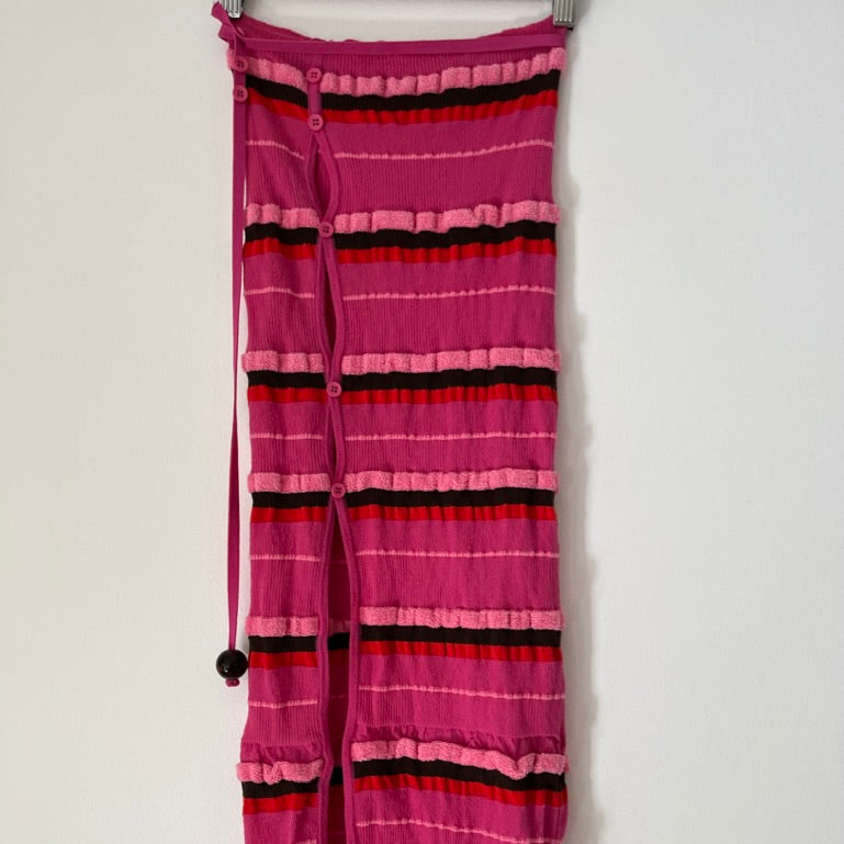 Jacquemus LA JUPE MAILLE CONCHA Midi Skirt in Pink.