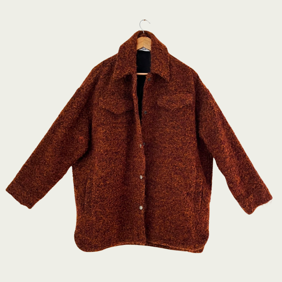 Acne Studios Alpaca Blend Boucle Jacket in Rust Size 38/AU10/M.