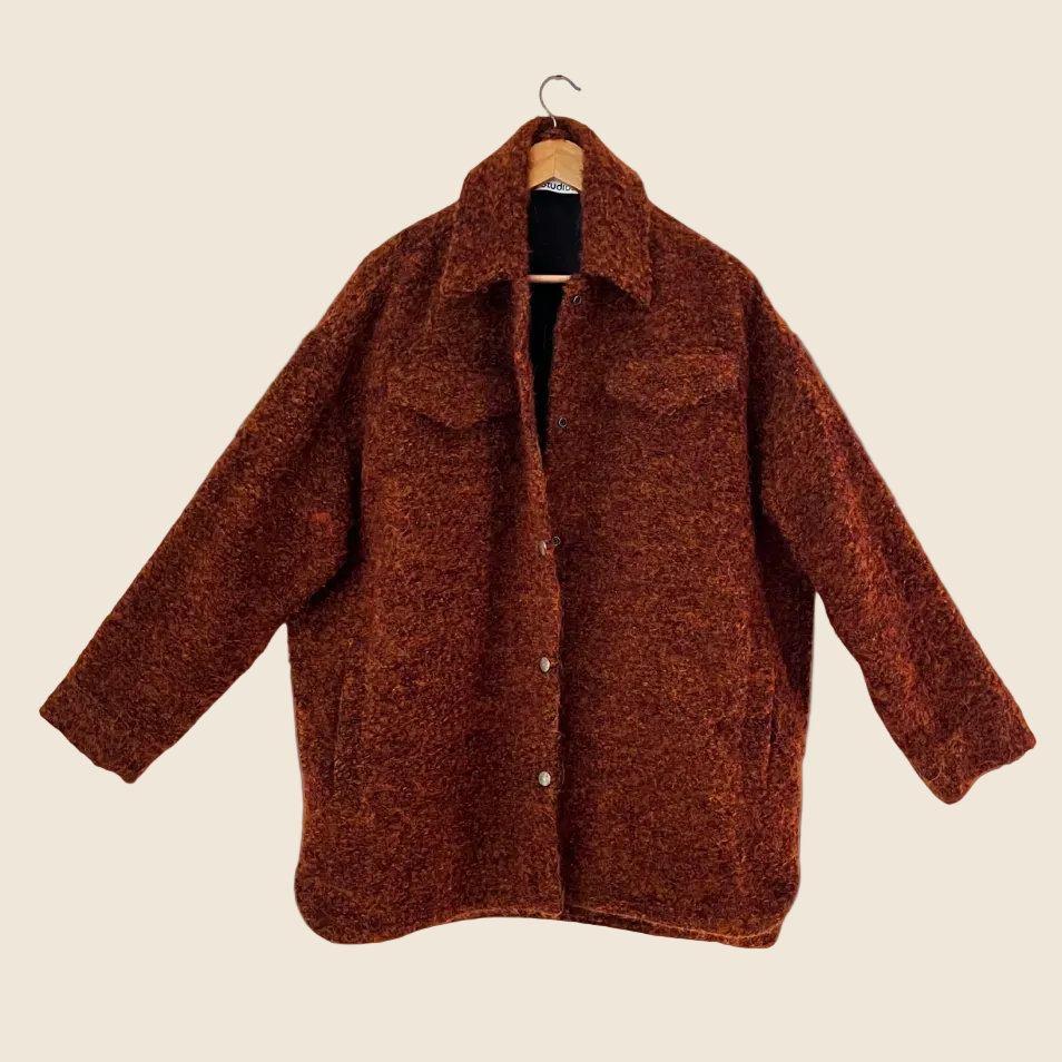 Acne Studios Alpaca Blend Boucle Jacket in Rust Size 38/AU10/M.