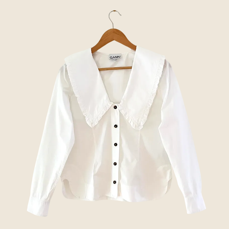 Ganni Cotton V neck Blouse Size 36/XS.