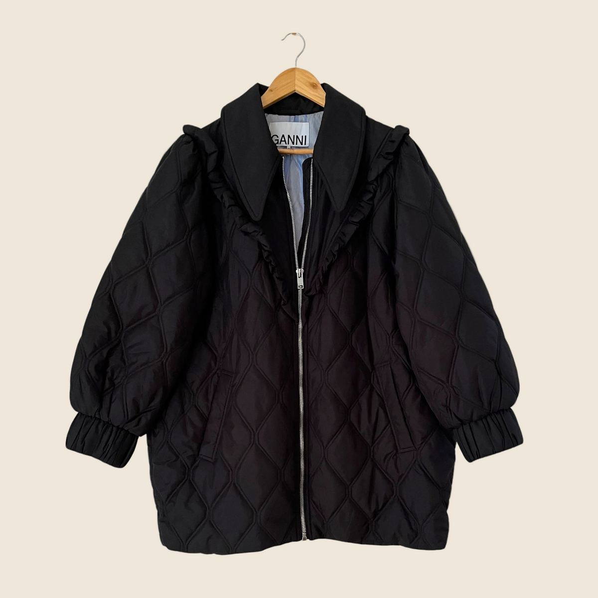 Ganni Ruffle Trimmed Quilted Jacket Size 42/L-XL. – Pippa Riot