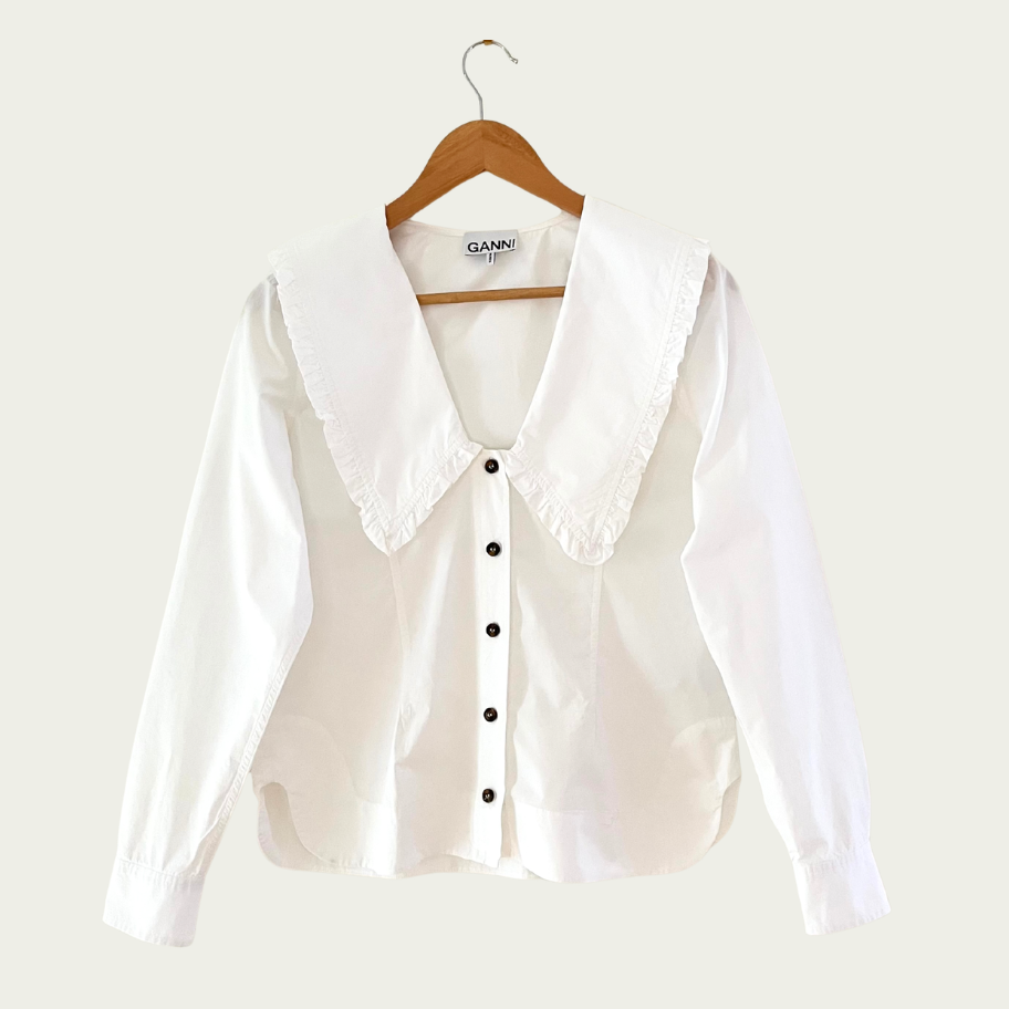Ganni Cotton V neck Blouse Size 36/XS.