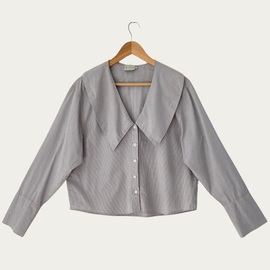Deiji Studios Oversized Collared Shirt in Dream Stripe Size S.
