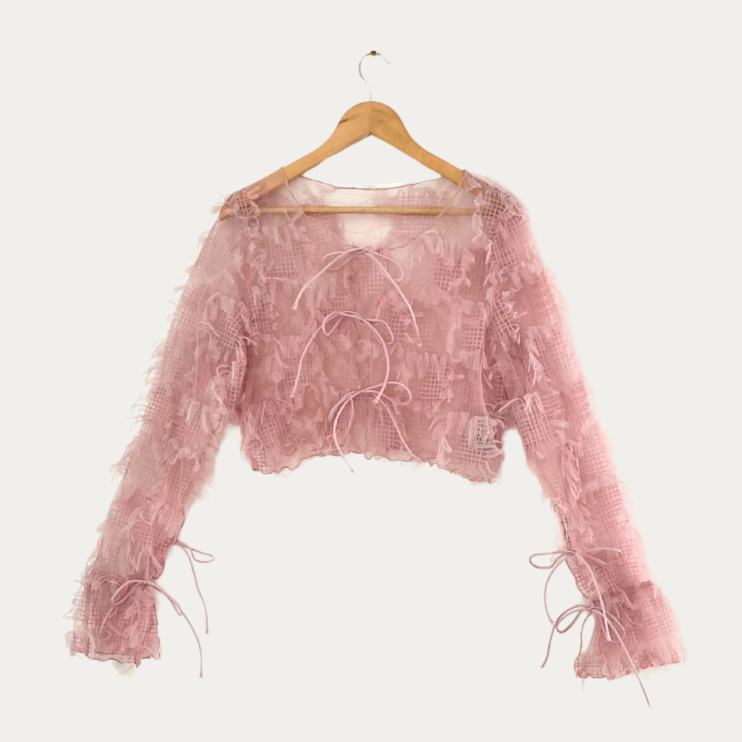 Après Studios CHI CHI Baby Pink Tie Front Top Size M.
