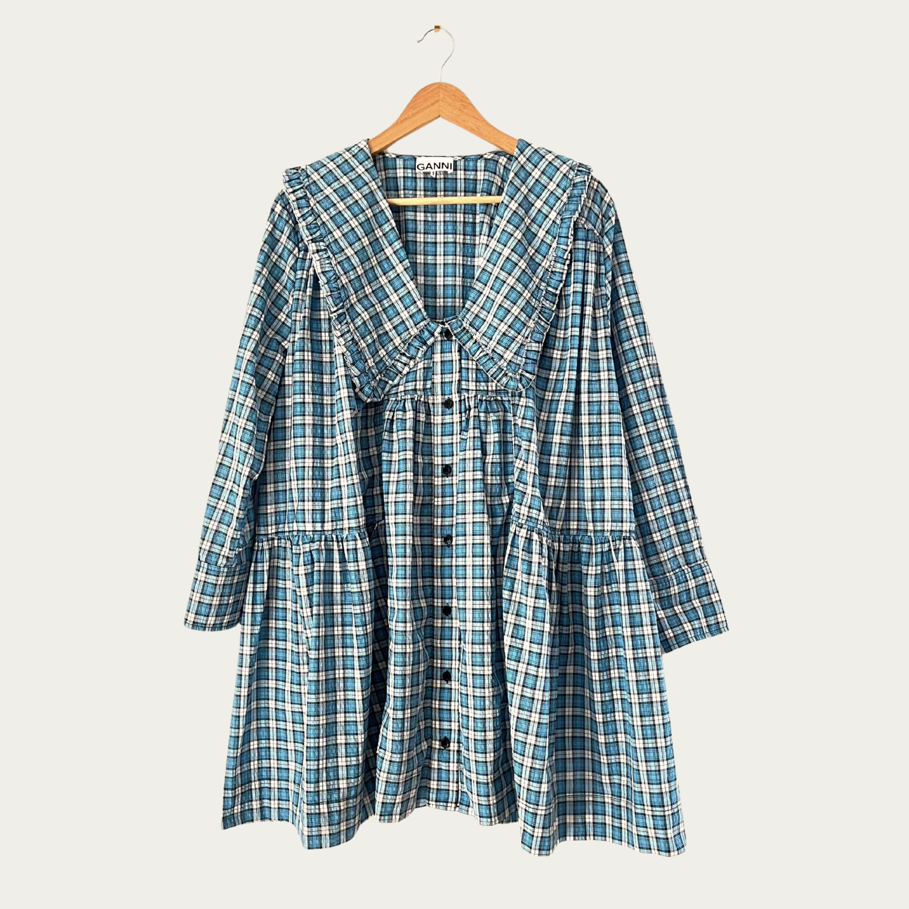 Ganni Check Seersucker Mini Dress Size 36/AU8/S. – Pippa Riot