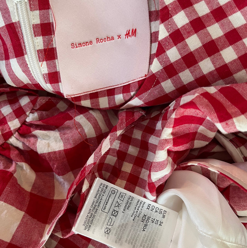 Simone Rocha x H&M Asymmetrical Checked Dress Size 34/XS.