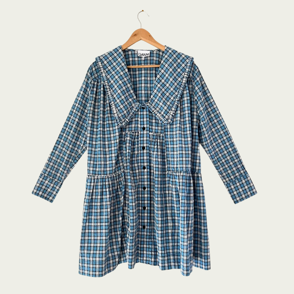 Ganni Checked Mini Dress Size 38/AU10.