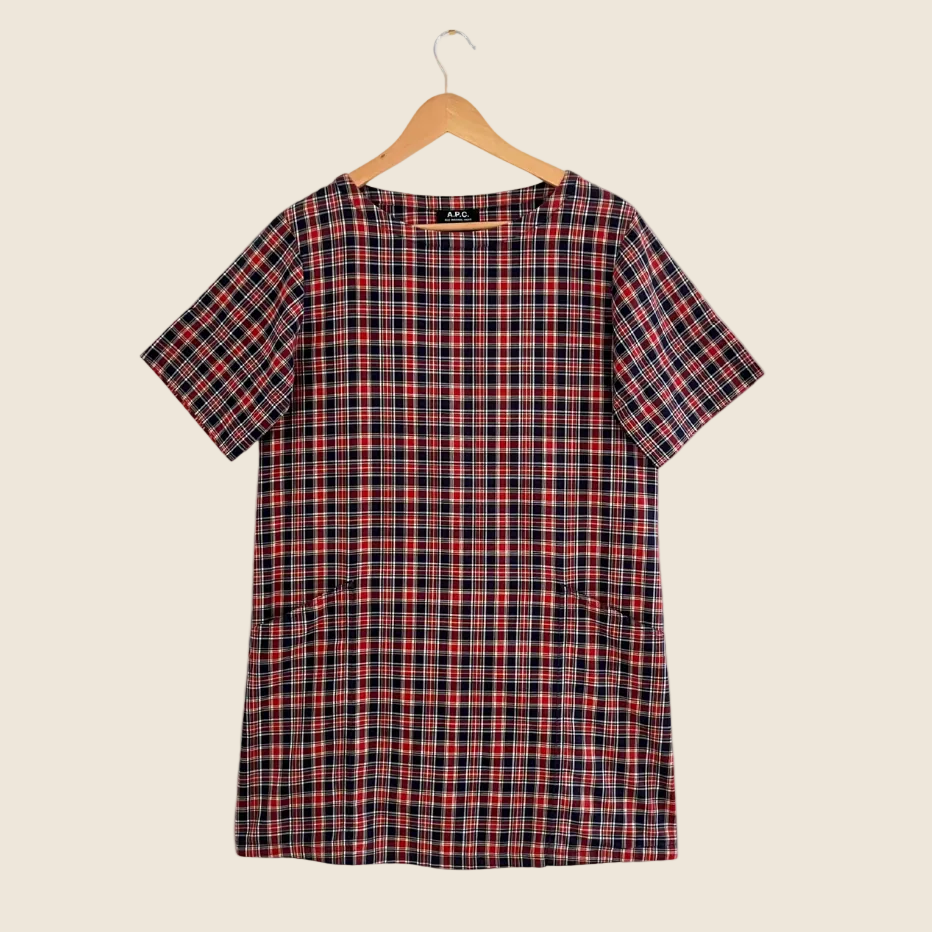 A.P.C Plaid Shift Dress Size S.