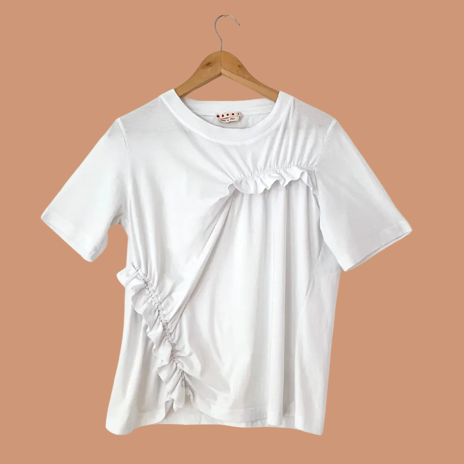Marni Asymmetrical Ruching Tee Size 44/AU12.