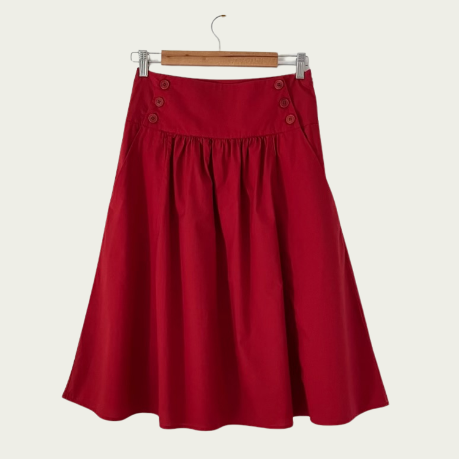 Toast Cotton Skirt in Cardinal Red Size 8.